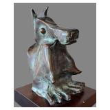 Jean Mackie - Bronze Dog Sculpture, 8.5 in Tall on Wood Base