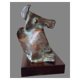 Jean Mackie - Bronze Dog Sculpture, 8.5 in Tall on Wood Base