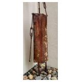 Rusty Industrial Iron Figure Sculpture with Gear-Head and Chains