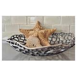L'Objet Decorative Openwork Metal Bowl - Starfish & Sand Dollars