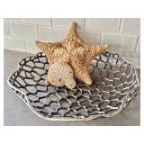 L'Objet Decorative Openwork Metal Bowl - Starfish & Sand Dollars