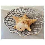 L'Objet Decorative Openwork Metal Bowl - Starfish & Sand Dollars