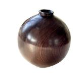 O - Burled Wood Vase - Signed, 6 in Tall, Glossy Burl Finish