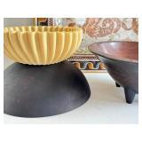 LR - Creative Co-Op Dragon Mosaic Platter 18x24 - Resin Fluted Bowl 7-3/4in - Wood Bowl 11.75in
