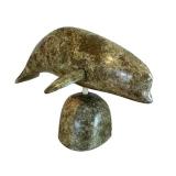 CB - Joe Arlooktoo Beluga on Base Serpentine Inuit Hand Carved Sculpture