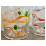 CB - Pair of Wackie Ware Dot Glass Handblown Tumblers - Signed
