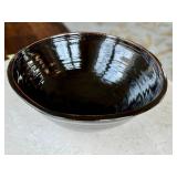 LR - Artisan Ceramic Bowl, Glossy Dark Brown Glaze