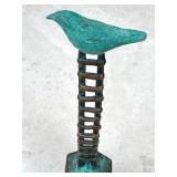 CD - Bronze Bird on Ladder Sculpture - Verdigris Patina
