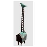 CD - Bronze Bird on Ladder Sculpture - Verdigris Patina