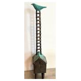 CD - Bronze Bird on Ladder Sculpture - Verdigris Patina