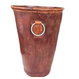 LR - Leather Wastebasket with Ring Handle