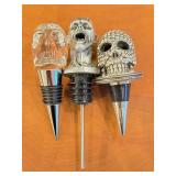 K6 -(3) Skull Wine Bottle Stopper Set