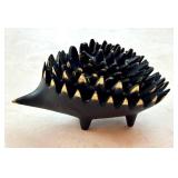 K - Walter Bosse Hedgehog Ashtrays - Set of 6 - Mid-Century Black with Gold Spines