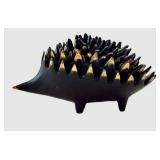 K - Walter Bosse Hedgehog Ashtrays - Set of 6 - Mid-Century Black with Gold Spines