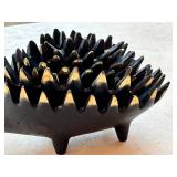 K - Walter Bosse Hedgehog Ashtrays - Set of 6 - Mid-Century Black with Gold Spines