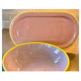 K - Samoll Signed Ceramic Platter & Bowl Set