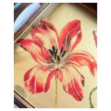 K - Decorative Tray - Wood Frame with Gold Floral Tulip Interior