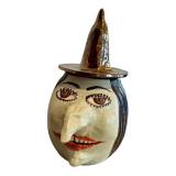 CF Artisan Crafted Ceramic Witch Head Cookie Jar