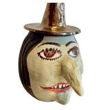 CF Artisan Crafted Ceramic Witch Head Cookie Jar