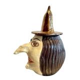 CF Artisan Crafted Ceramic Witch Head Cookie Jar