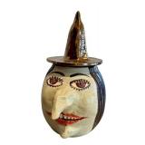 CF Artisan Crafted Ceramic Witch Head Cookie Jar