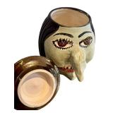 CF Artisan Crafted Ceramic Witch Head Cookie Jar