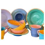 KP - Artisan Ceramic Dishware Set - 6 Soup Bowls, 3 Cereal Bowls, 8 Mugs, Signed Samoll