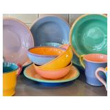 KP - Artisan Ceramic Dishware Set - 6 Soup Bowls, 3 Cereal Bowls, 8 Mugs, Signed Samoll