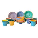 KP - Artisan Ceramic Dishware Set - 6 Soup Bowls, 3 Cereal Bowls, 8 Mugs, Signed Samoll