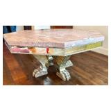 DR - Custom Dining Table 72-Inch Siena Marble - Mirrored Apron & Claw Feet