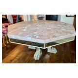 DR - Custom Dining Table 72-Inch Siena Marble - Mirrored Apron & Claw Feet