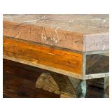 DR - Custom Dining Table 72-Inch Siena Marble - Mirrored Apron & Claw Feet