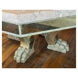 DR - Custom Dining Table 72-Inch Siena Marble - Mirrored Apron & Claw Feet