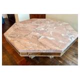 DR - Custom Dining Table 72-Inch Siena Marble - Mirrored Apron & Claw Feet