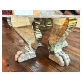 DR - Custom Dining Table 72-Inch Siena Marble - Mirrored Apron & Claw Feet