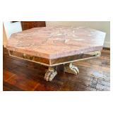 DR - Custom Dining Table 72-Inch Siena Marble - Mirrored Apron & Claw Feet