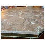 DR - Custom Dining Table 72-Inch Siena Marble - Mirrored Apron & Claw Feet