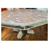 DR - Custom Dining Table 72-Inch Siena Marble - Mirrored Apron & Claw Feet