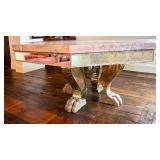DR - Custom Dining Table 72-Inch Siena Marble - Mirrored Apron & Claw Feet