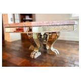 DR - Custom Dining Table 72-Inch Siena Marble - Mirrored Apron & Claw Feet