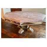 DR - Custom Dining Table 72-Inch Siena Marble - Mirrored Apron & Claw Feet
