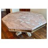 DR - Custom Dining Table 72-Inch Siena Marble - Mirrored Apron & Claw Feet