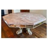 DR - Custom Dining Table 72-Inch Siena Marble - Mirrored Apron & Claw Feet
