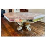 DR - Custom Dining Table 72-Inch Siena Marble - Mirrored Apron & Claw Feet