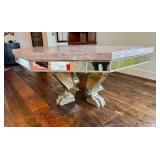 DR - Custom Dining Table 72-Inch Siena Marble - Mirrored Apron & Claw Feet