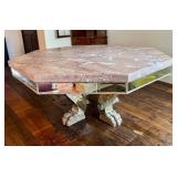 DR - Custom Dining Table 72-Inch Siena Marble - Mirrored Apron & Claw Feet