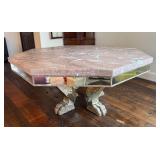 DR - Custom Dining Table 72-Inch Siena Marble - Mirrored Apron & Claw Feet