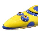 K - Handmade Ceramic Fish Figurine by Alison Palmer- Yellow with Blue Dots