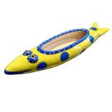 K - Handmade Ceramic Fish Figurine by Alison Palmer- Yellow with Blue Dots