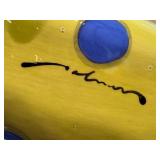 K - Handmade Ceramic Fish Figurine by Alison Palmer- Yellow with Blue Dots